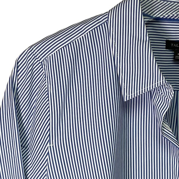 TALBOTS STRIPED POPLIN HIDDEN BUTTON-UP BLOUSE – SIZE MEDIUM - Picture 5 of 6